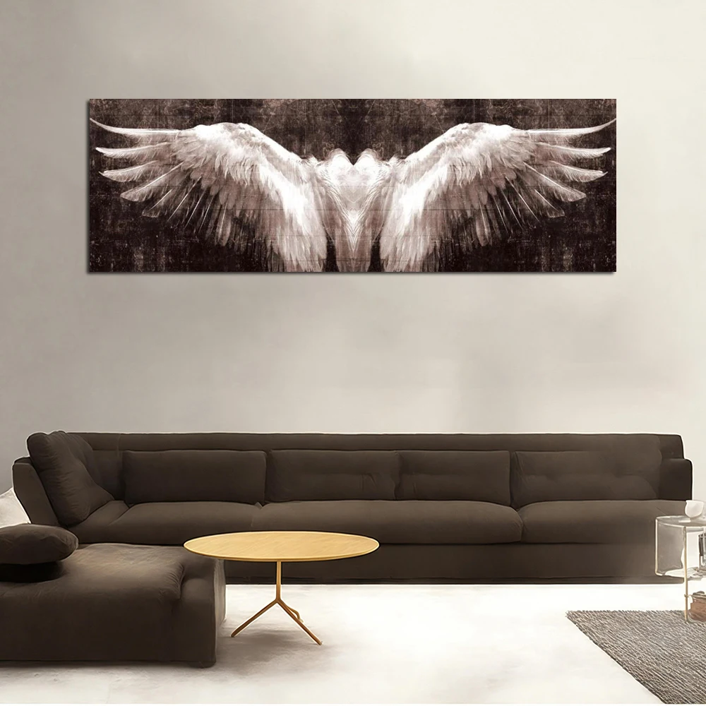 

Black White Brown Blue Angel Wings Poster Abstract Vintage Nordic Wall Art Canvas Painting Print Office Home Interior Decor