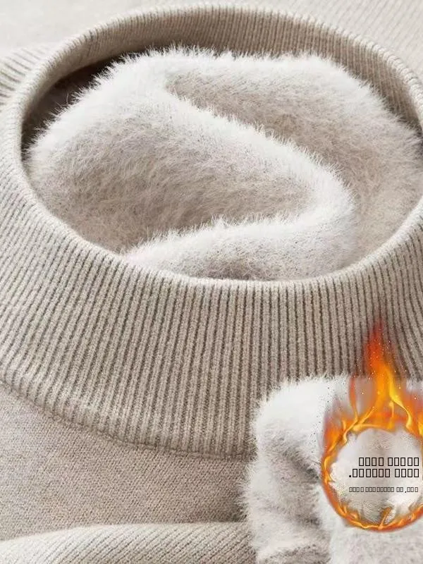 

Мужской утепленный вязаный свитер с высоким воротником, на флисовой подкладке, модный, приталенный, шерстяной, базовый