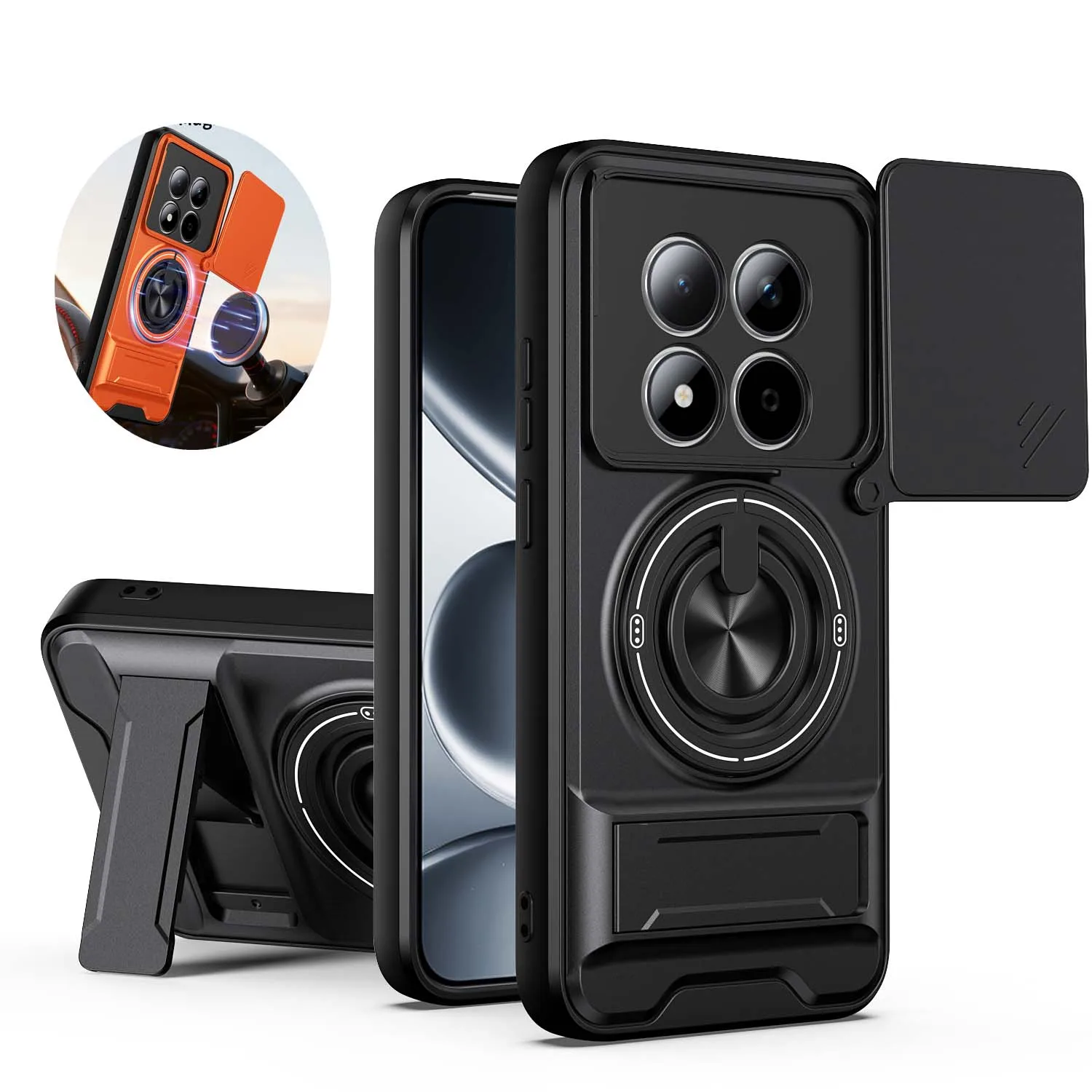 For Redmi Note 15 Pro + Case Shockproof Slide Lens Armor Cover Csee For Redmi Note 14 15 4G 5G