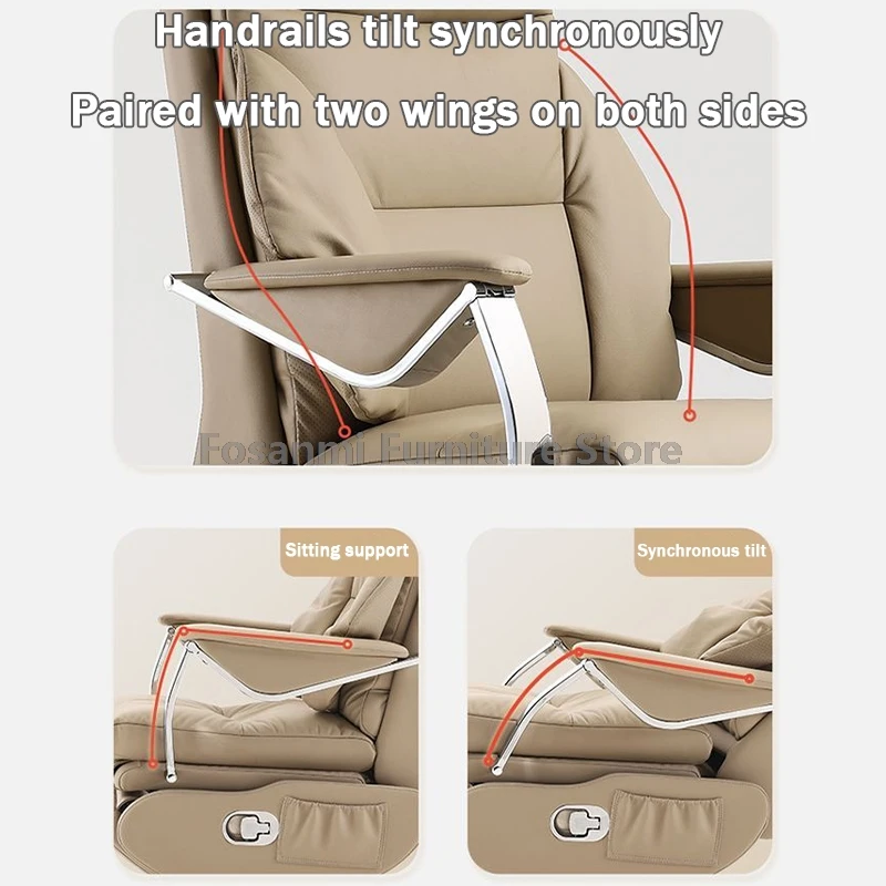 人間工学に基づいた厚いハイバックオフィスチェア高さ調節可能なコンピュータ回転椅子リクライニングレザーホームゲーマーチェアホイール付き