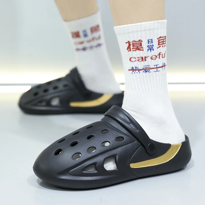 

Лето 2023, новые мужские износостойкие уличные противоскользящие пляжные туфли, сандалии с увеличенной высотой и полой воздухопроницаемостью