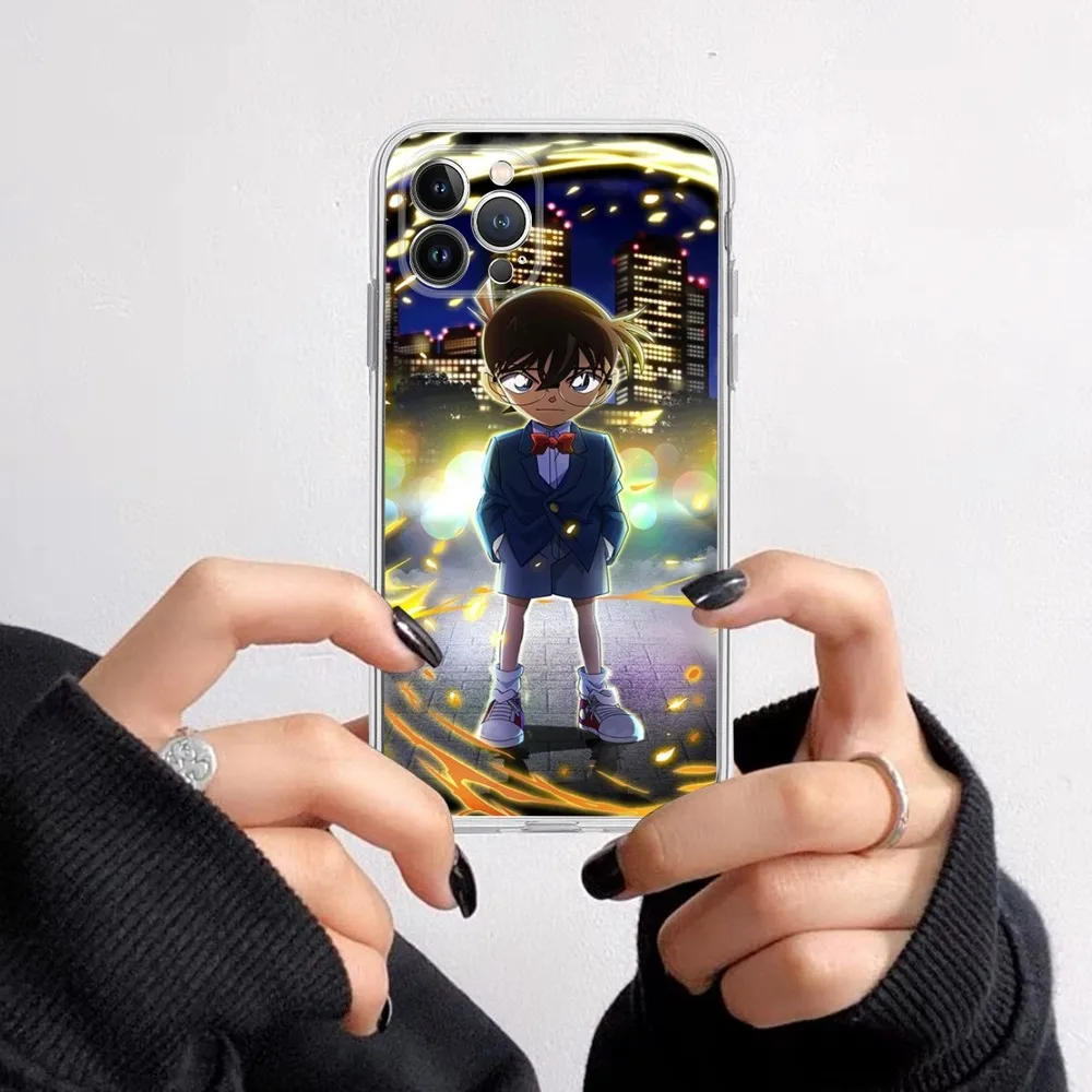 Coque de téléphone en silicone souple avec poignées Conan Anime, coque de téléphone pour iPhone 14 13 12 Mini 11 Pro XS Max X Poly SE 6 7 8 Plus