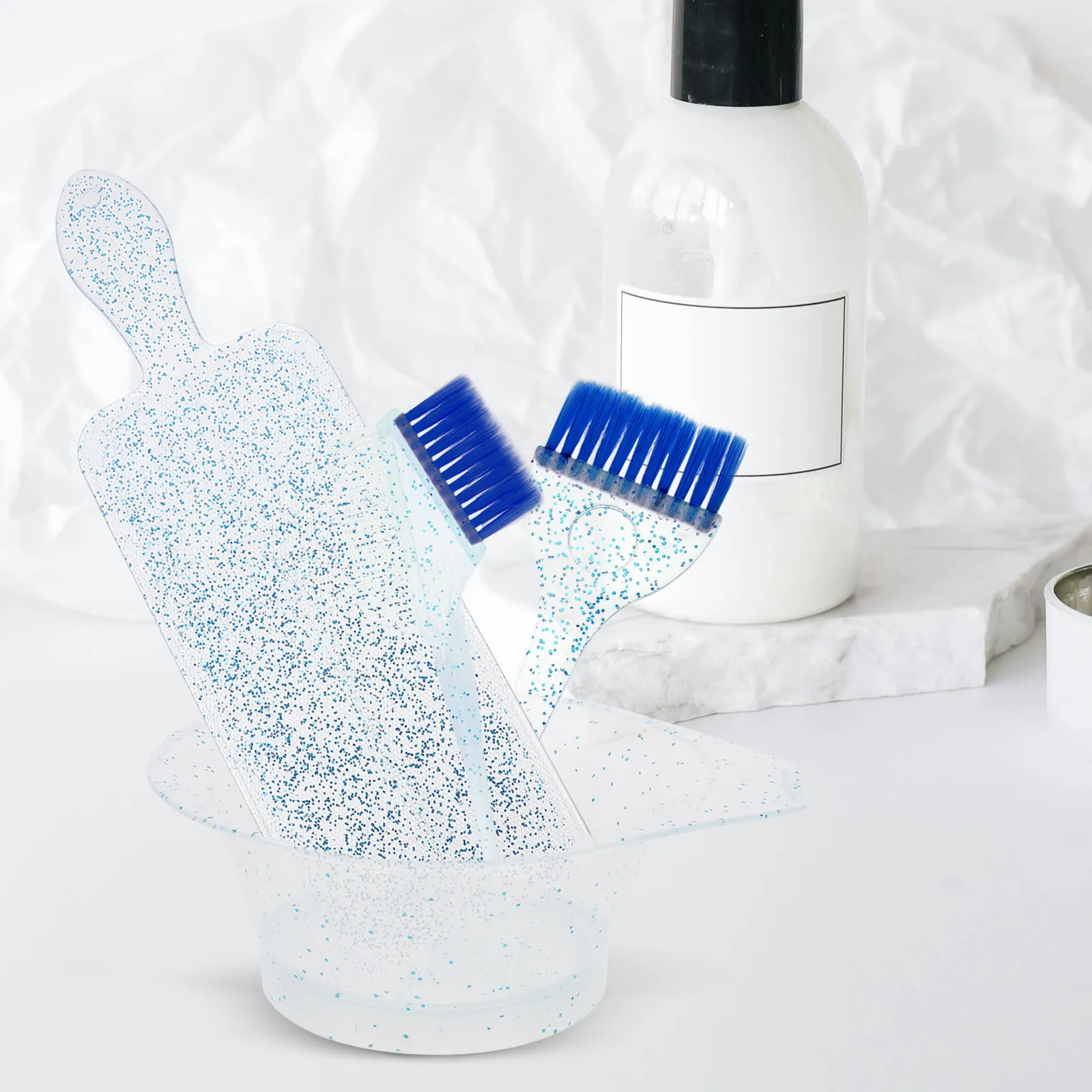 

1Set Hair Dye Bowl and Brush Kit with Dual Function Comb Brush Stylish Shimmer Finish Home Salon Hair Coloring Tool Set Mixing