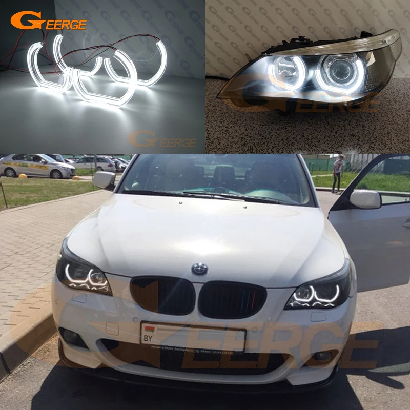 ل BMW E60 E61 M5 Pre LCI 2003 2004 2005 2006 2007 ضوء النهار ممتاز الترا برايت DTM M4 نمط Led عيون الملاك عدة خواتم هالة