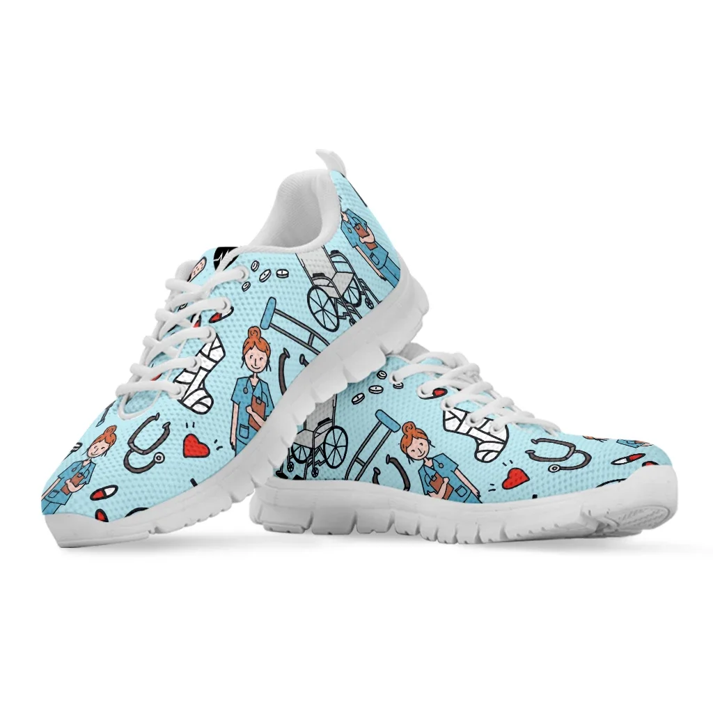 Wiosenne trampki rekreacyjne dla pań ortopedyczny wzór pielęgniarki mieszkania sznurowane buty wygodne obuwie z siatką powietrzną Zapato