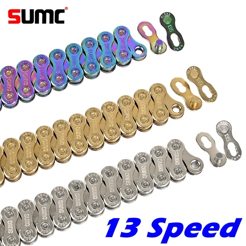 Cadena de bicicleta SUMC SX13, cadenas de bicicleta de carretera MTB de 13 velocidades 126L 13S con falta de bicicleta de montaña con caja Original, cadenas de 13V