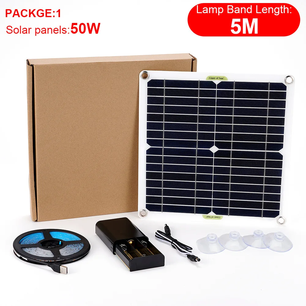 Solar Plant Grow Light Strip, Promote Growth Eco Friendly 5M LED Lamp High 50w Solar Power Solar 12V Controller LED Grow Light