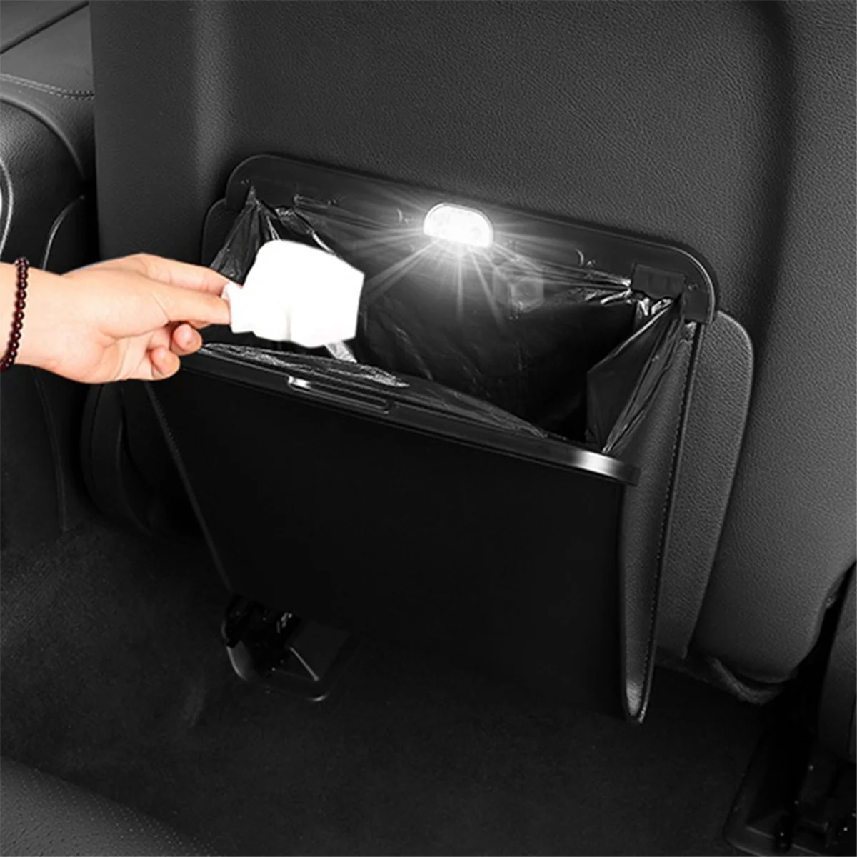 LEDライト付き磁気ゴミ箱 Tesla Model 3/Y 2024用、後部座席吊り下げゴミ箱-T45C