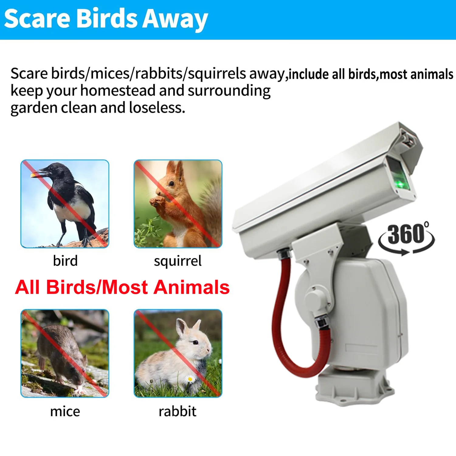 Waterproof EXW Price Laser Bird Repellent Laser Bird Repellent Outdoor Device Smart AI Intelligent Laser Bird Deterrent