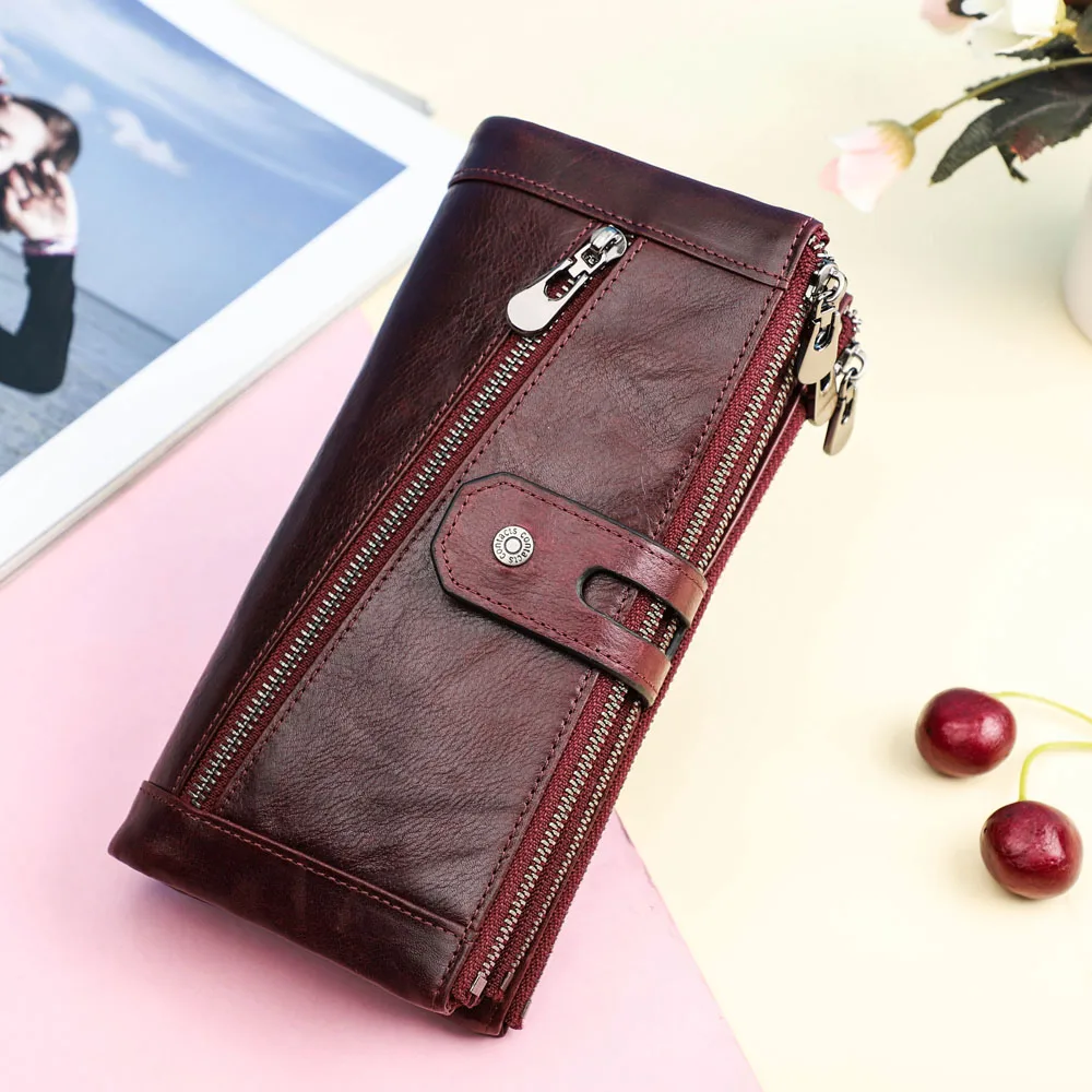 MITAO FACTOR المرأة المحفظة موضة محفظة جلدية حقيقية حامل بطاقة الإناث محفظة طويلة جيب للهاتف سعة كبيرة حقيبة صغيرة