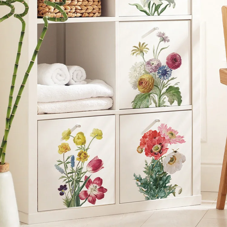 Wasserfarbene Pflanzen-Blumen-Wandaufkleber, Wohnzimmer, Schlafzimmer, Hintergrunddekoration, Tapete für Heimdekoration, selbstklebende Aufkleber – Detail 4