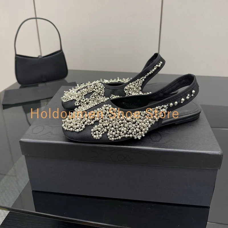 Summer New Beaded Inlay Round Toe Slip On Strange Style Heel Sandals Ethnic Style Bridal Wedding Shoes Women's Muller Sandals