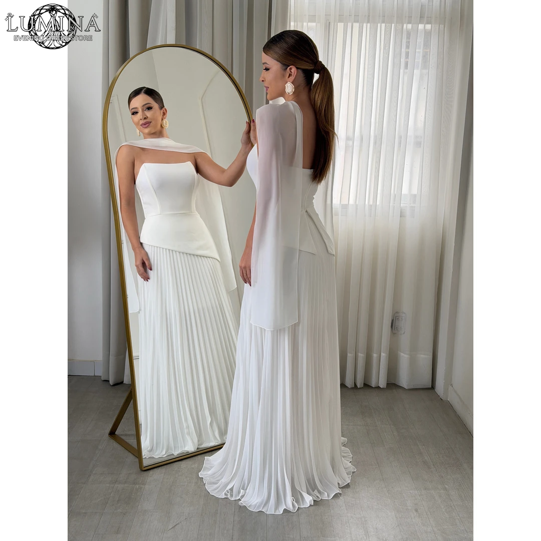 Lumina Elegant Party Dresses for Special Occasions Line A Customized Wedding Dresses and Evening White Strapless Shawl Ball Gown