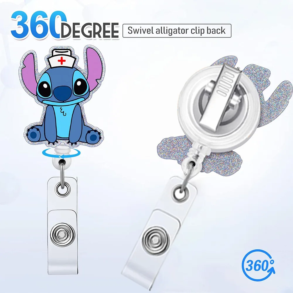 New Disney Anime Kawaii Stitch Badge Reel Nurse Doctor Card Holder Hospital Name Card Clamp Cartoon Pendant Accessories