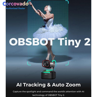 Compact 4K USB PTZ Webcam 4x Zoom Built-In Omnidirectional Mics,Tally LED OBSBOT Tiny 2 AI-Powered Webcam for home conference