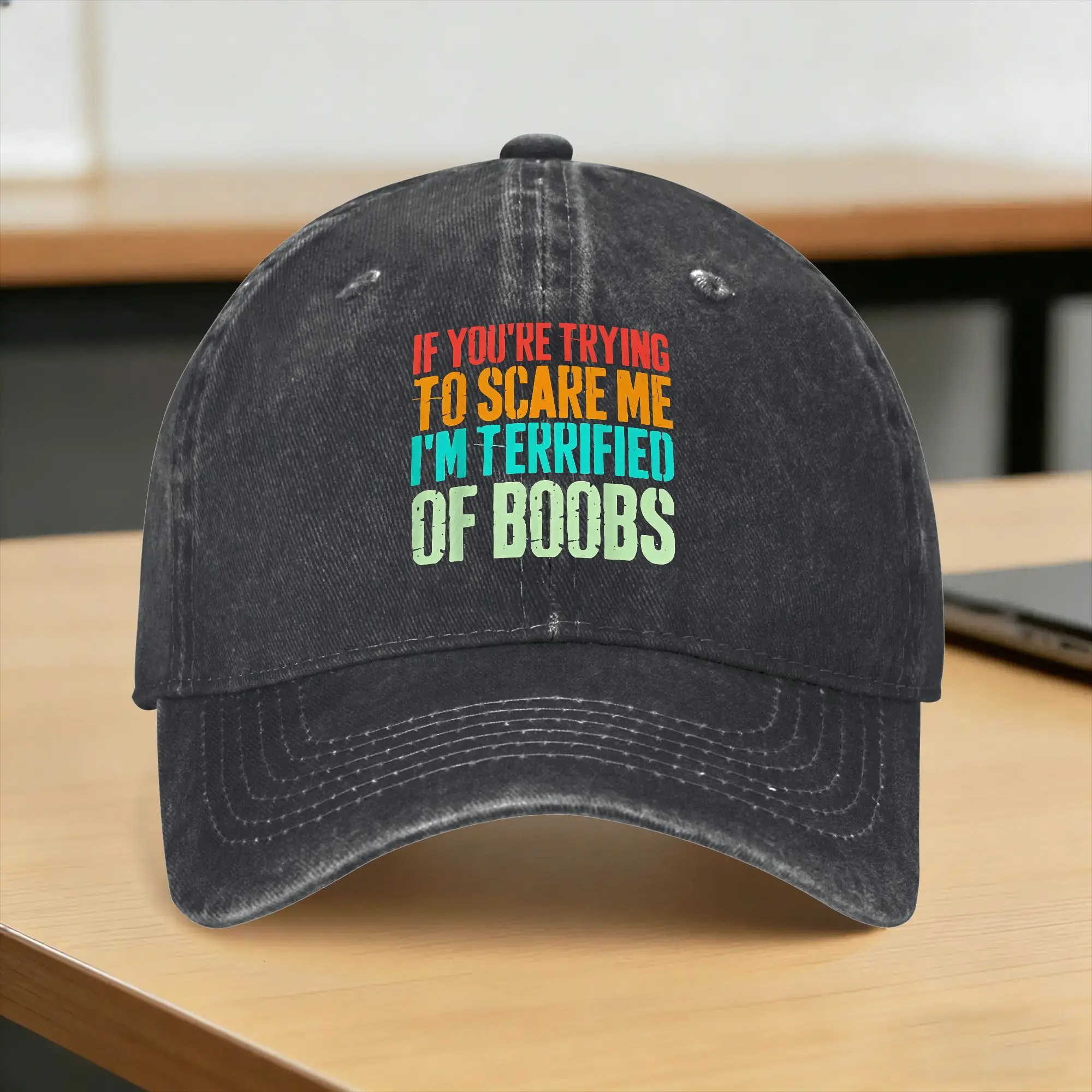 Baseball Cap If You're Trying to Scare Me I'm Terrified of Boobs Summer Fashion Trucker Hat  Sport Sun-Proof Snapback Cap