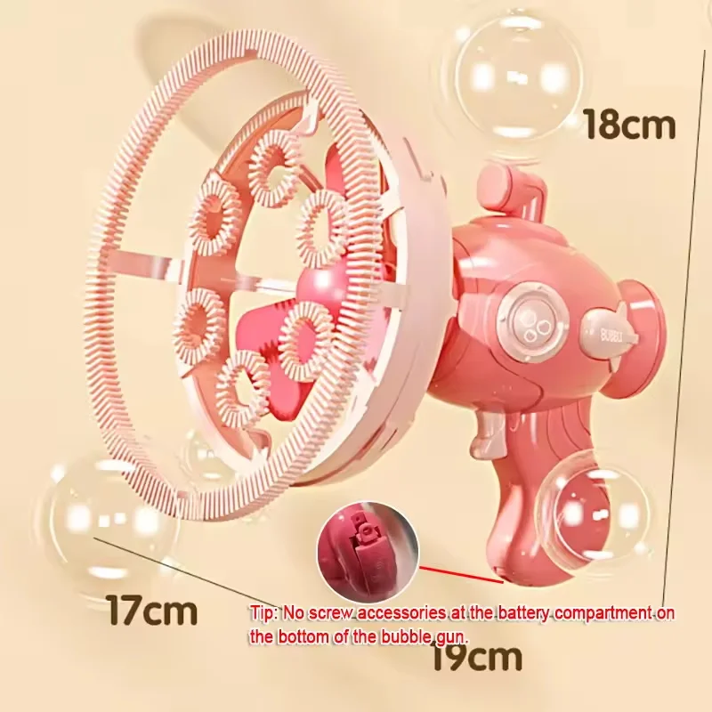Kids Electric Handheld Bubble Machine Toy Double-layer Bubble Fan Bubble Gun with Bubble Liquid Outdoor Interaction Party Toy