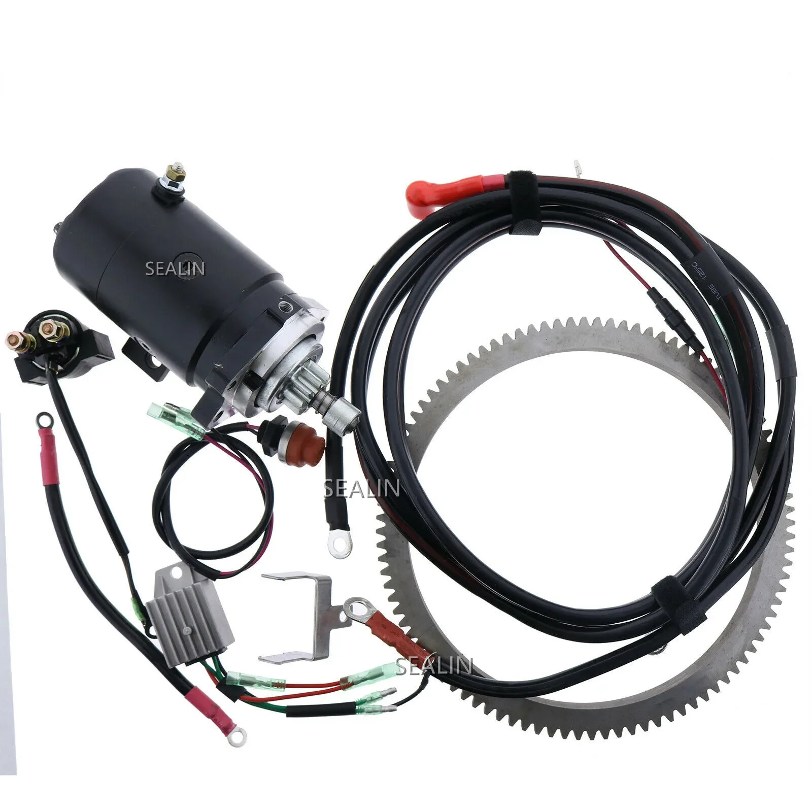 Electric Start Motor Kit Flywheel for 48HP 55HP Enduro 2 Stroke T50 T48 M50 M48 & MORE Yamaha Outboard