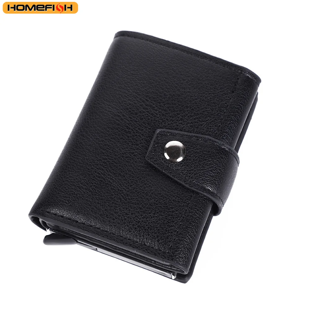 Homefish RFID Blocking PU Leather Slim Card Wallet Hasp Closure Mini Credit Card Holder For Men Male Daily Business Pocket Purse