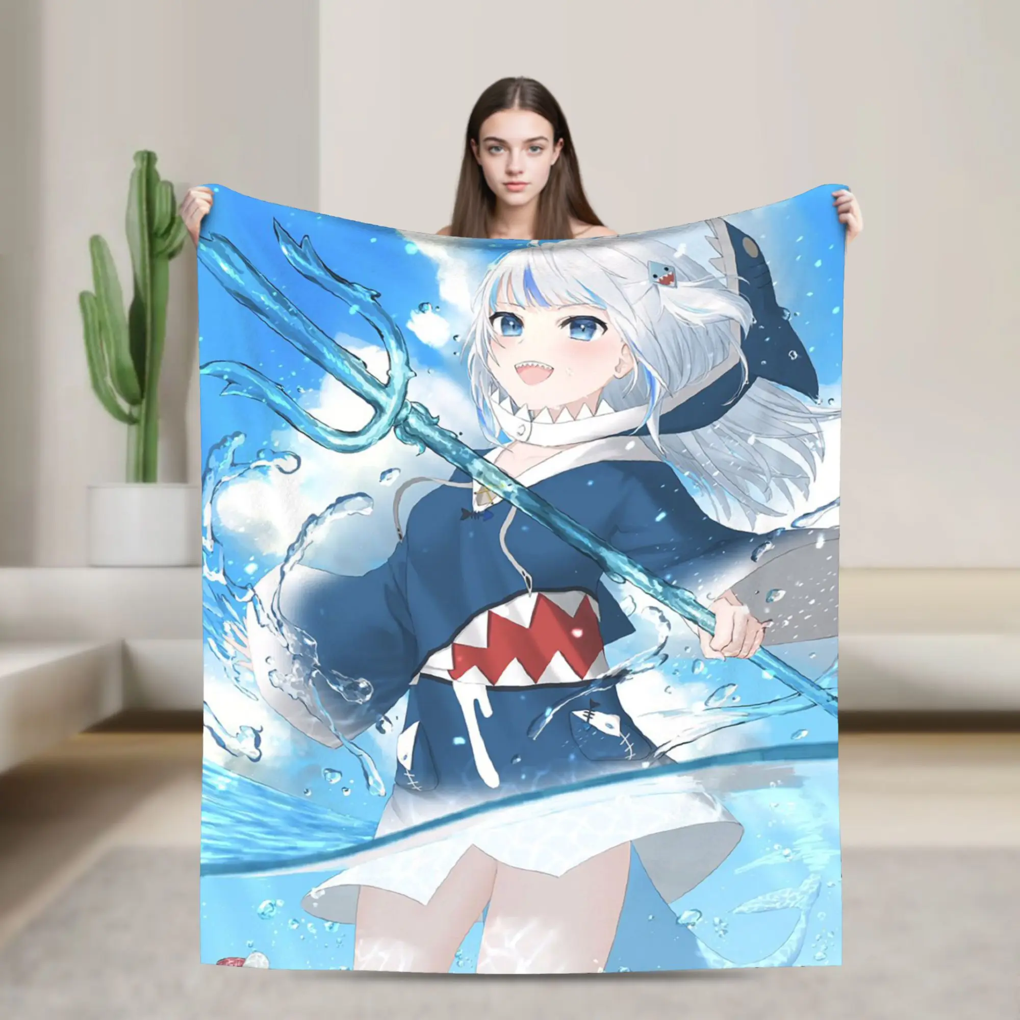 Gura Gawr غطاء بطانية الفانيلا لطيف القرش الفتيات خفيفة الوزن رقيقة رمي البطانيات لسيارة أريكة الأريكة السرير البساط #1