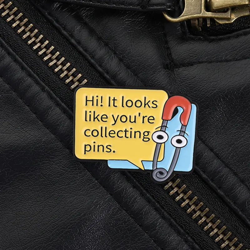 Pin Collector Self Aware Enamel Pin, Cute Safety Pin with Speech Bubble for Badge Lovers and Collectors