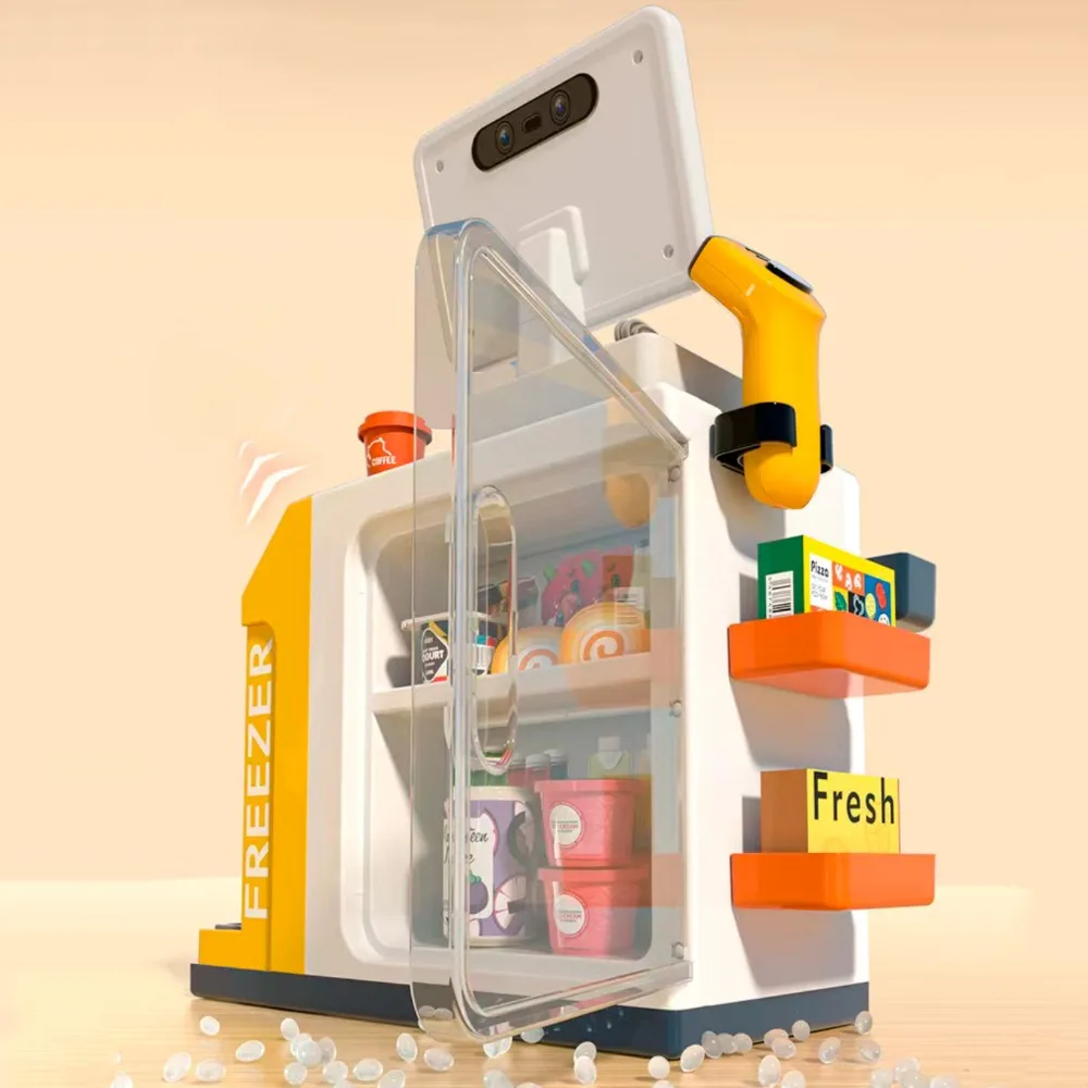 시뮬레이션 쇼핑 시뮬레이션 커피 머신 장난감 물 배출구 미니 슈퍼마켓 금전 등록기 장난감 스캐너 출납원