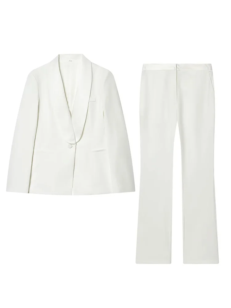 HH Women 2026 Fashion Retro Long Sleeve Single Button Blazer Jacket+High Waisted Zipper Pockets Micro Pants Solid 2-Piece Set
