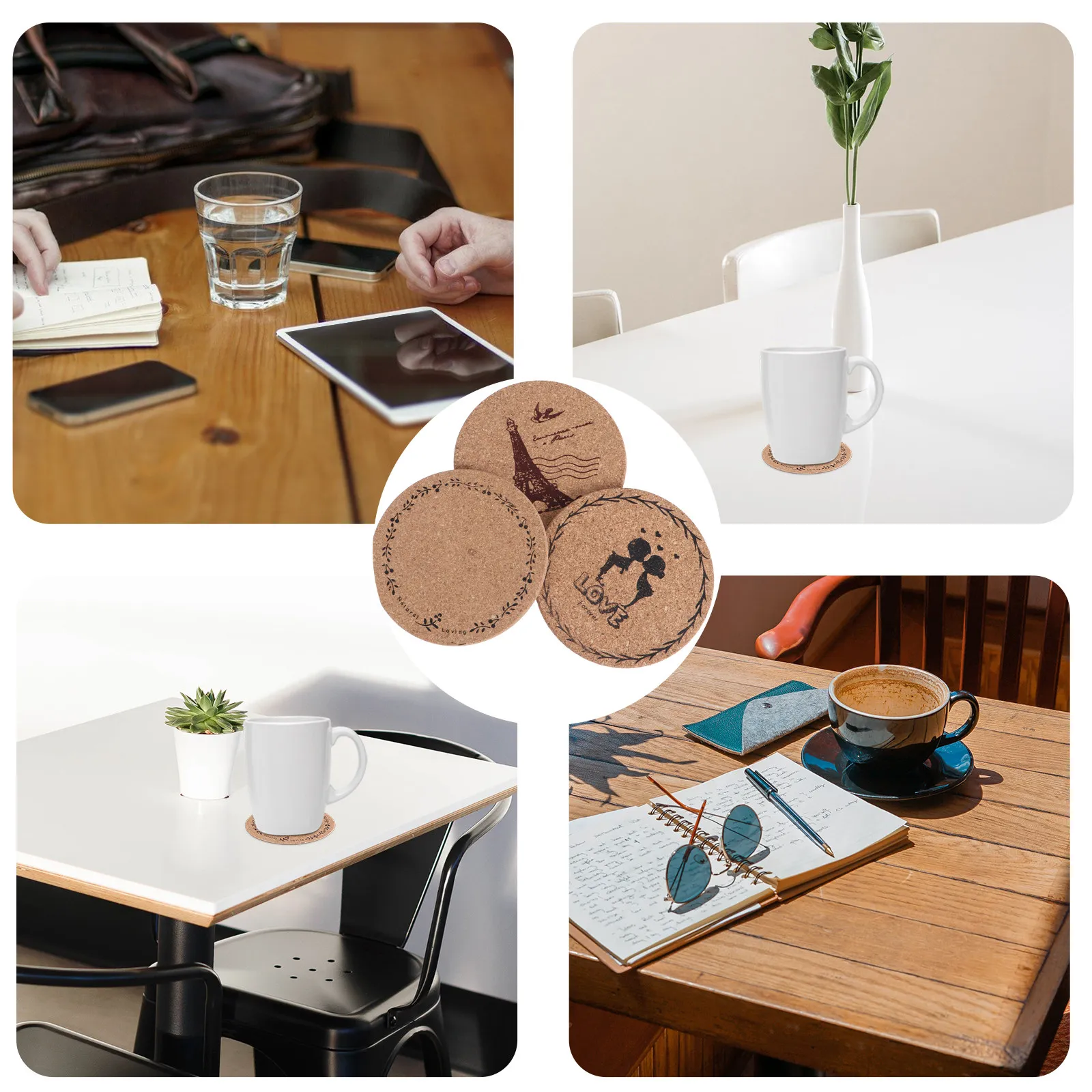 

Набор из 12 круглых пробковых подставок премиум-класса, термостойкие, для кухонного и обеденного стола, деревянных, мраморных, стеклянных столешниц