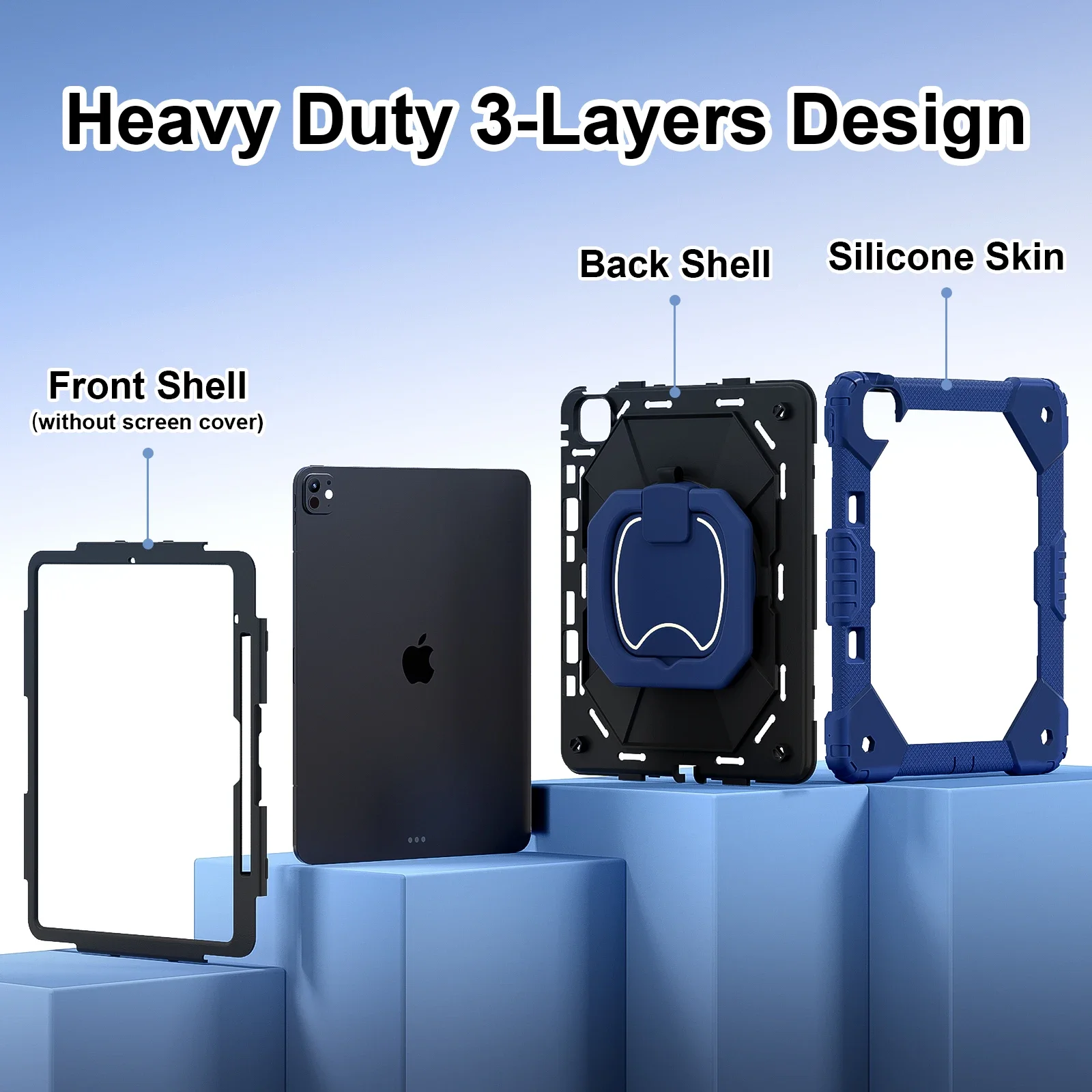 Handle Grip CaseสําหรับIPad Pro/iPad Air 13 นิ้ว 2024 Dutyกันกระแทกเด็กแท็บเล็ตสายคล้องมือ 360 ° ขาตั้งแฮนด์พร้อมถาดใส่ปากกา