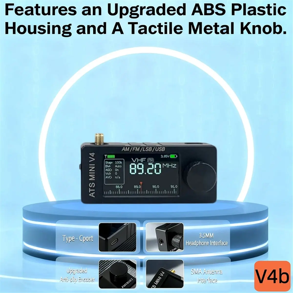 ABGN Metal Shell V4b ATS MINI SI4732 Radio All Band FM AM SSB LSB USB with Built-in Hi-Z Headphone Amplifier Circuit view 6