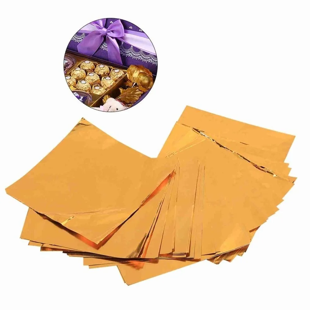100pcs Glossy Surface Foil Candy Wrappers Pre-Cut Aluminum Foil Chocolate Wrapping Sheets Chocolate Wrappers