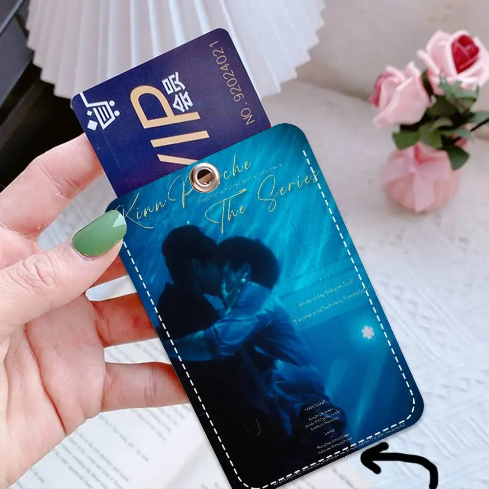 KinnPorsche The Series Movie PU Soft Leather Rectangular Key Card Holder Induction Elevator Protection Cover Youth Faion Accory