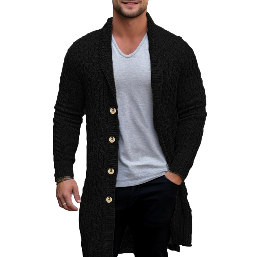 رجل محبوك الجاكار سترة Sweatercoat شارع العليا طويلة الأكمام تريكو معطف سترة أزياء الرجال الملابس #6
