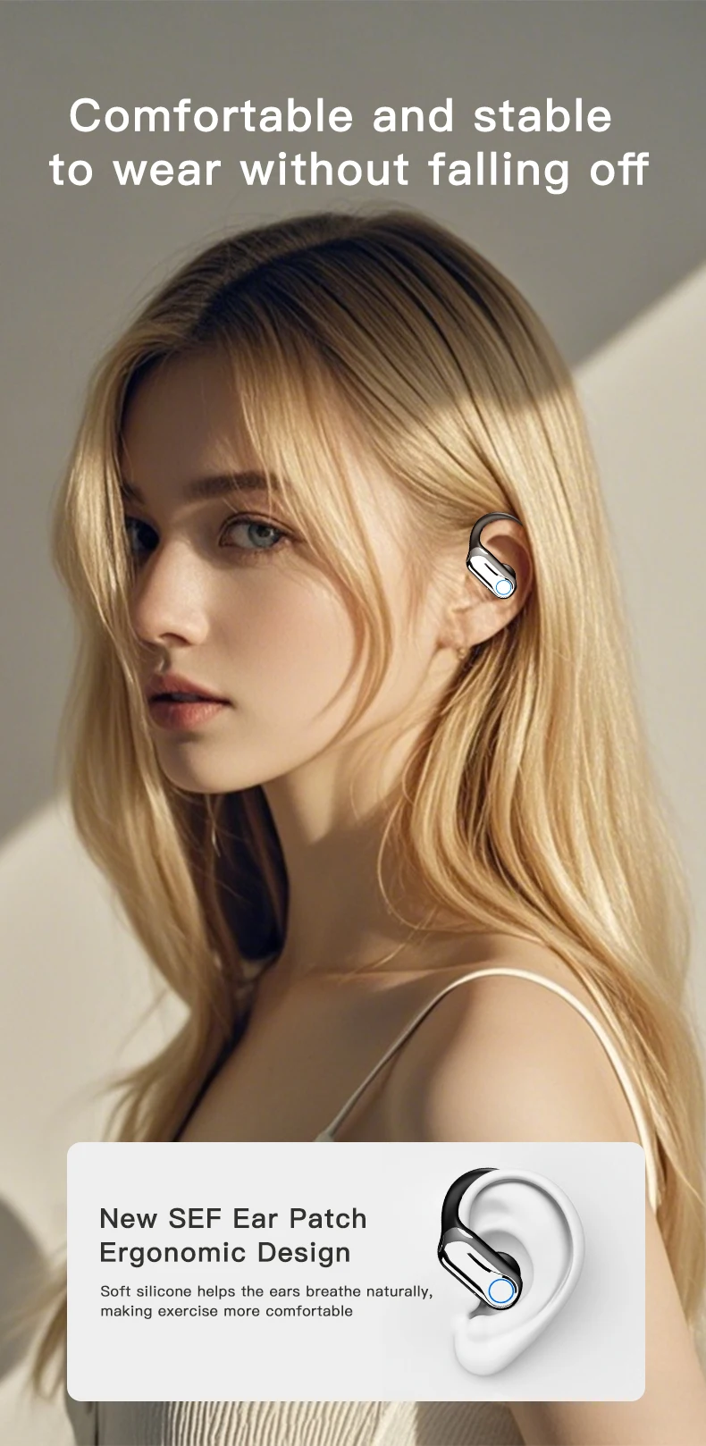 Auriculares TWS compatibles con Bluetooth con micrófonos deportivos gancho para la oreja pantalla LED auriculares inalámbricos auriculares impermeables