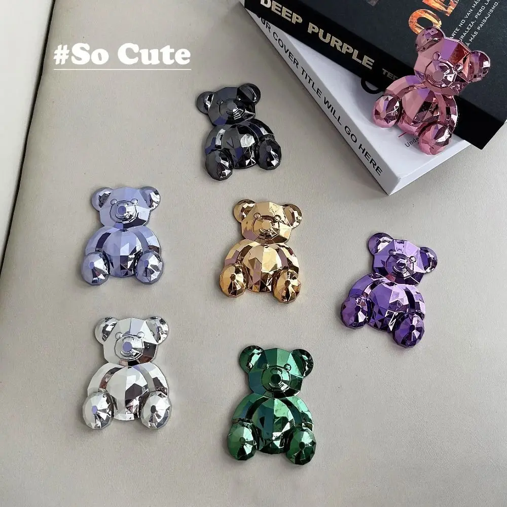 Creative Cute Crystal Bear Phone Holder Portable Back Sticker Bracket PC Support Frame Universal Phone Support Kickstand