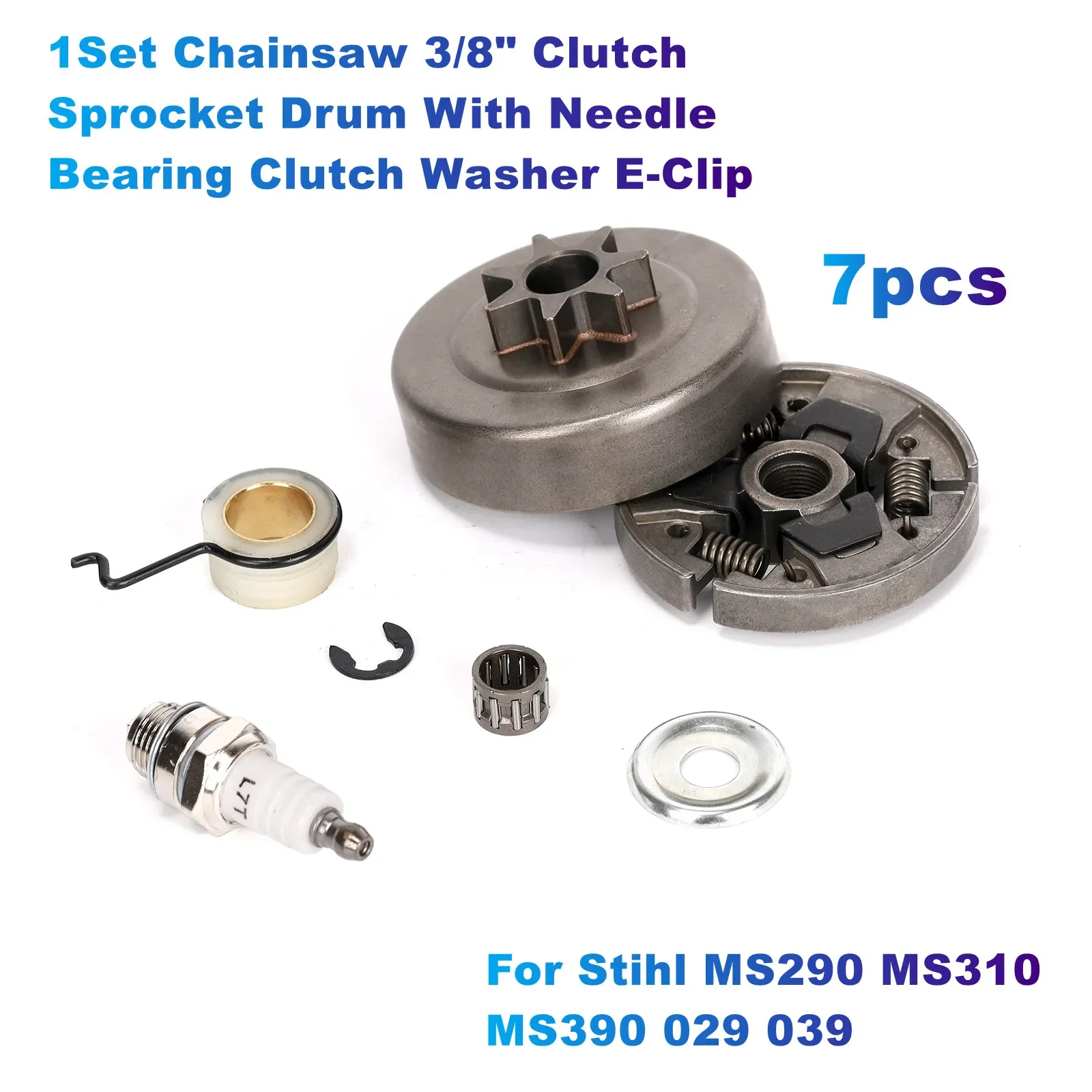 

1Set Chainsaw 3/8"Clutch Sprocket Drum With Needle Bearing Clutch Washer E-Clip Compatible With Stihl MS290 MS310 MS390 029 039