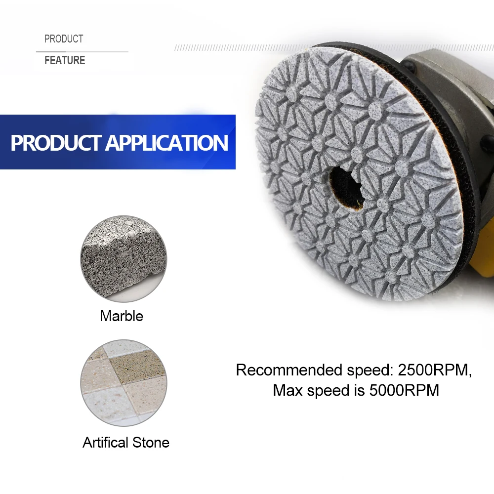 SHDIATOOL 3pcs/set Dia 100mm/4inch Three Steps Diamond Polishing Pads Resin Bond Flexible Sanding Discs For Marble Soft Stone