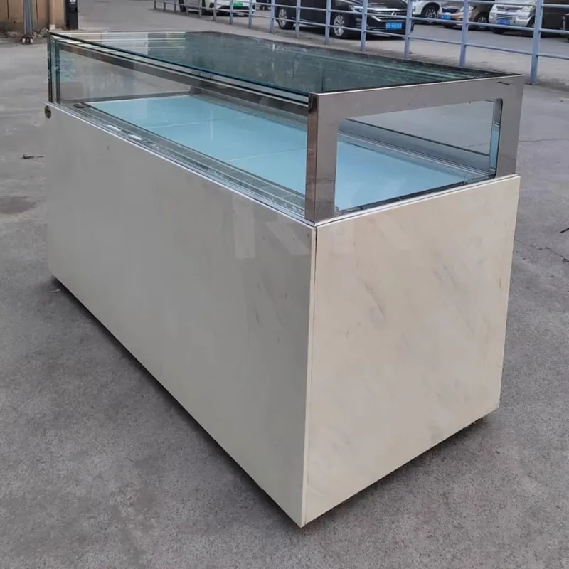 Frameless bar with built-in cake and dessert refrigerated display cabinets, commercial style refrigerated cabinets