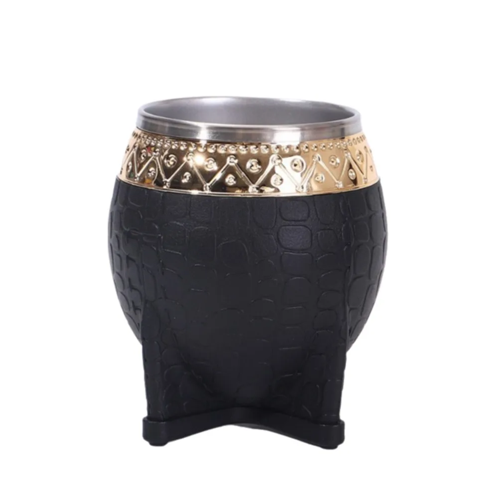 

Durable 180 ML Stainless Steel Double Wall Cup Flat Bottomed Rust-proof Mate Cup Tortoiseshell Pattern Drinking Mug Kitchen