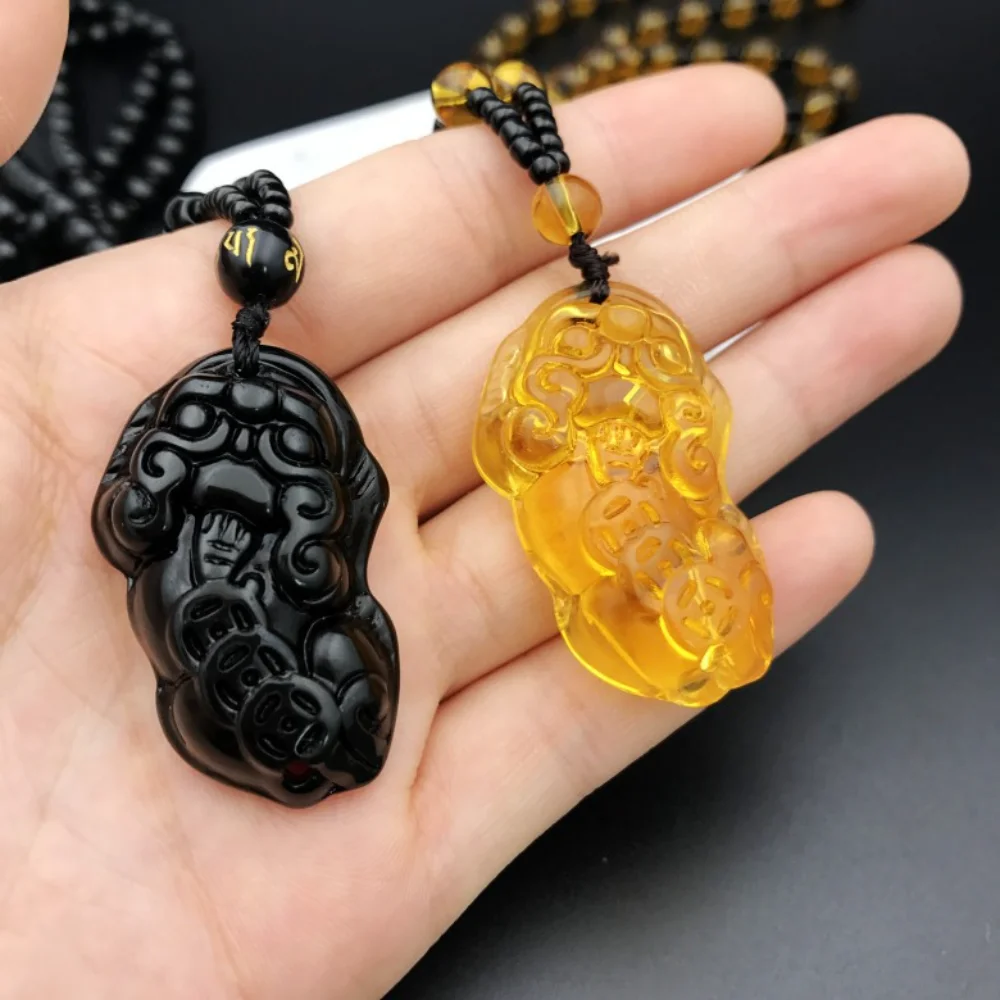 Pixiu Pendant Necklace Lucky Amulet Pendant Feng Shui Belief Obsidian Necklace Jewelry Men Women Gifts