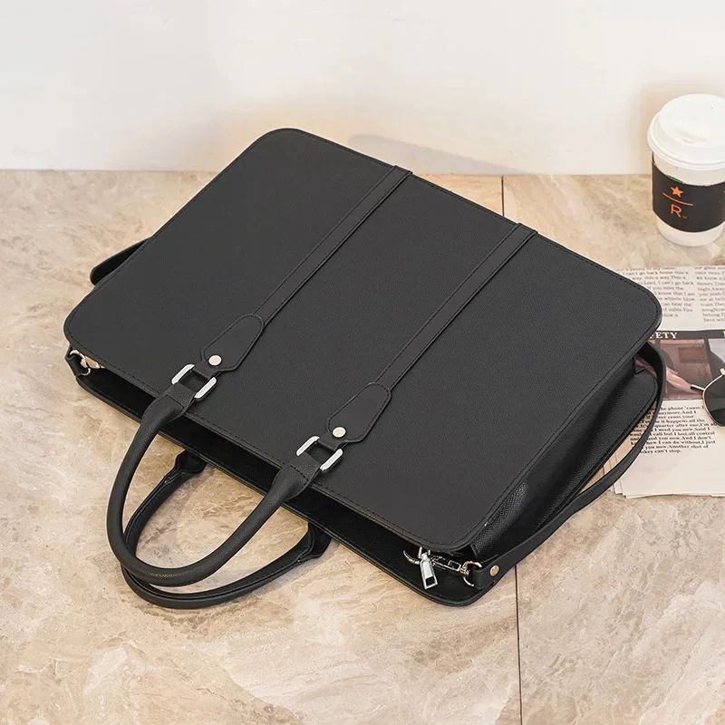 High Quality Business Men Briefcase Korean Style Leather Handbag Casual Shoulder Male Laptop File Bag