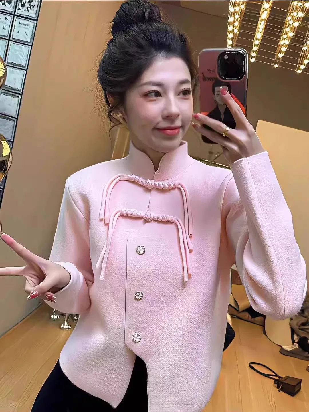 2025 Women Chinese National Style Retro Knitted Cardigan Sweater for Women's Autumn and Winter New Slim Fit Tops