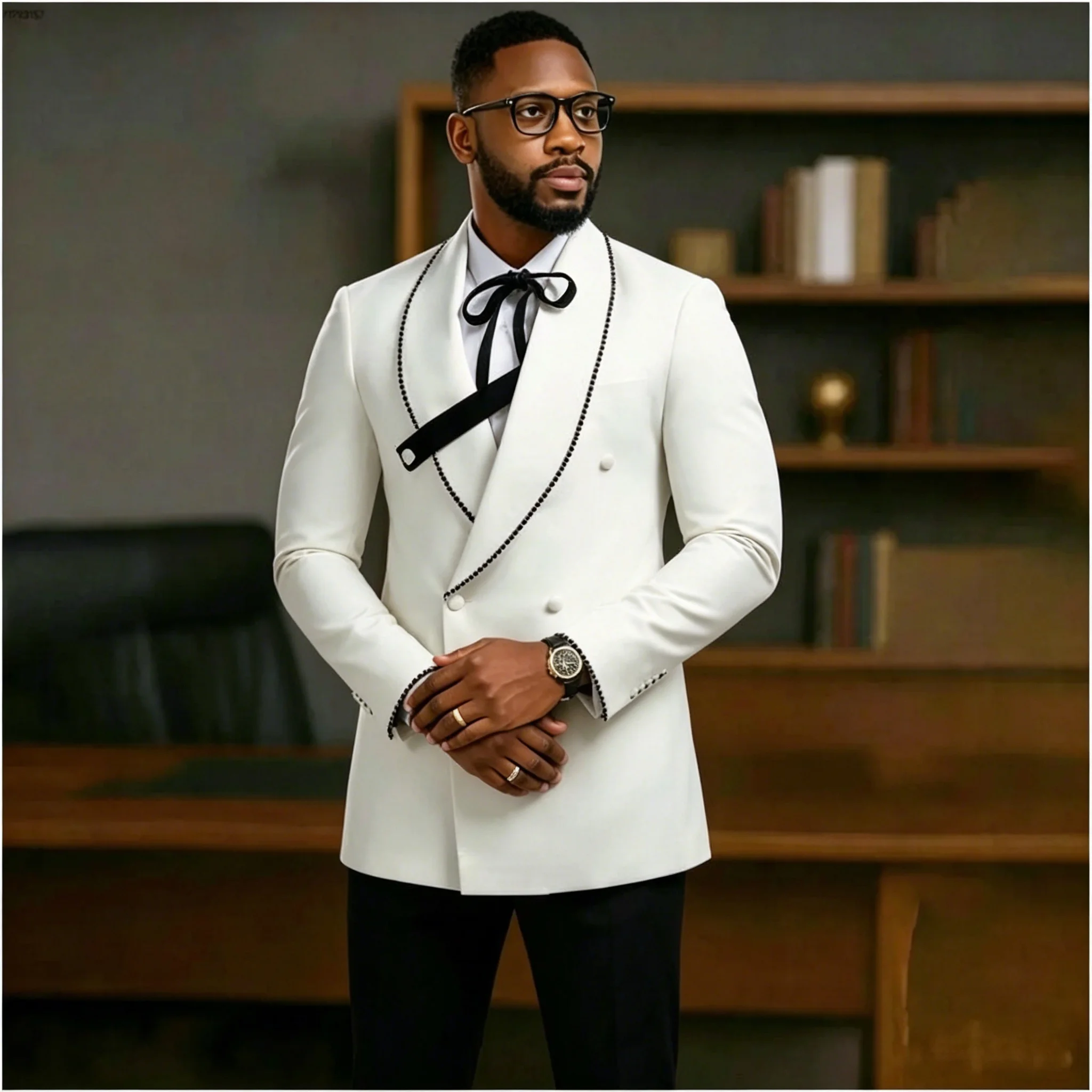 

Burgundy Safari Men's Suits Stand Collar 2 Pieces Jacket Pants Sets Wedding Groom Prom Formal Outfits Custom Male Clothing