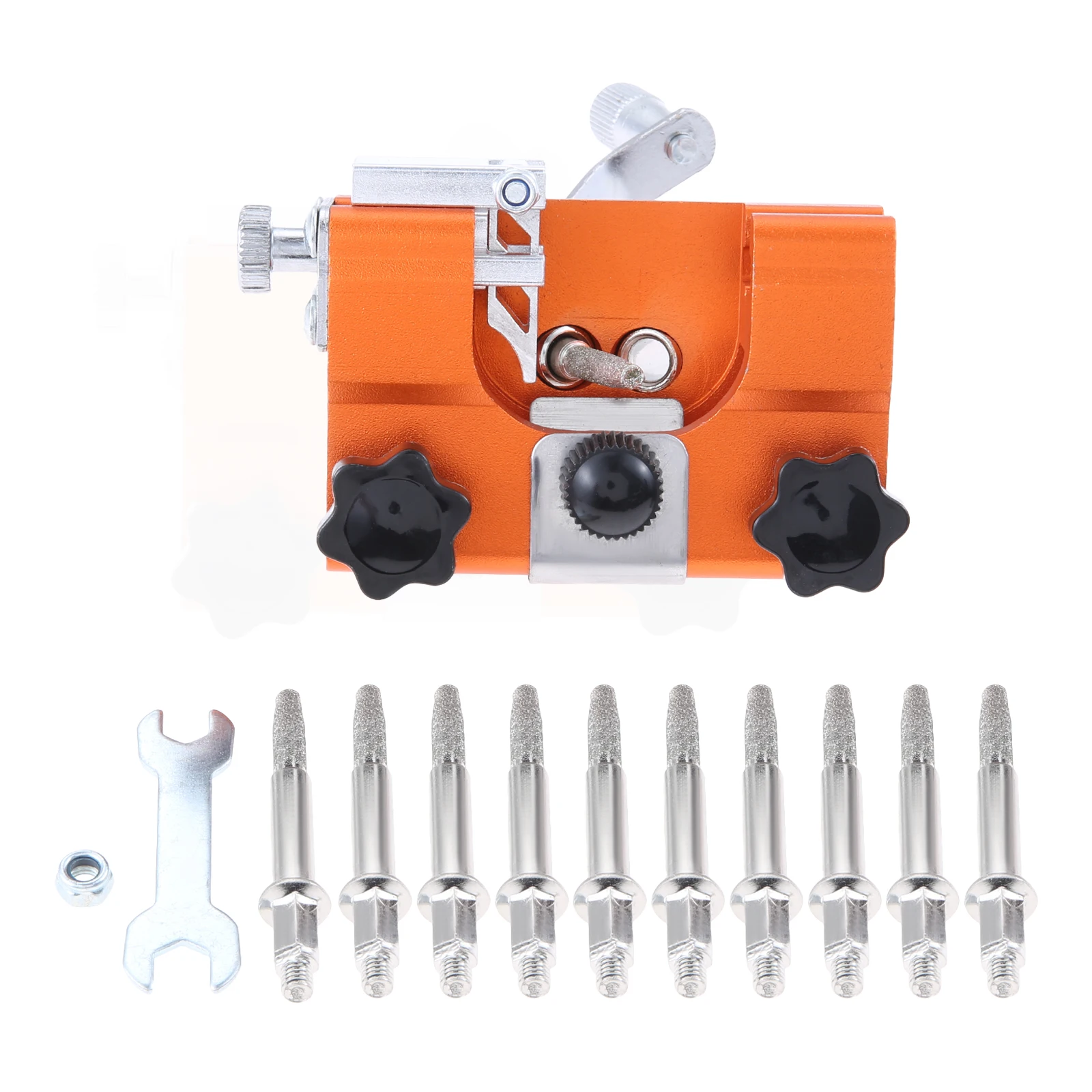 

Universal Chainsaw Sharpener Portable Saw Sharpener Jig Kit Hand Crank Chainsaw Sharpeners with 10pcs Sharpening Grinding Heads