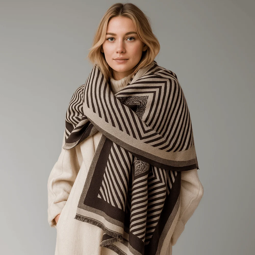 

Elegant Luxury Imitation Cashmere Scarf Warm Two-Sided Pashmina Blanket Windproof Thick Women's Winter Shawl Winter
