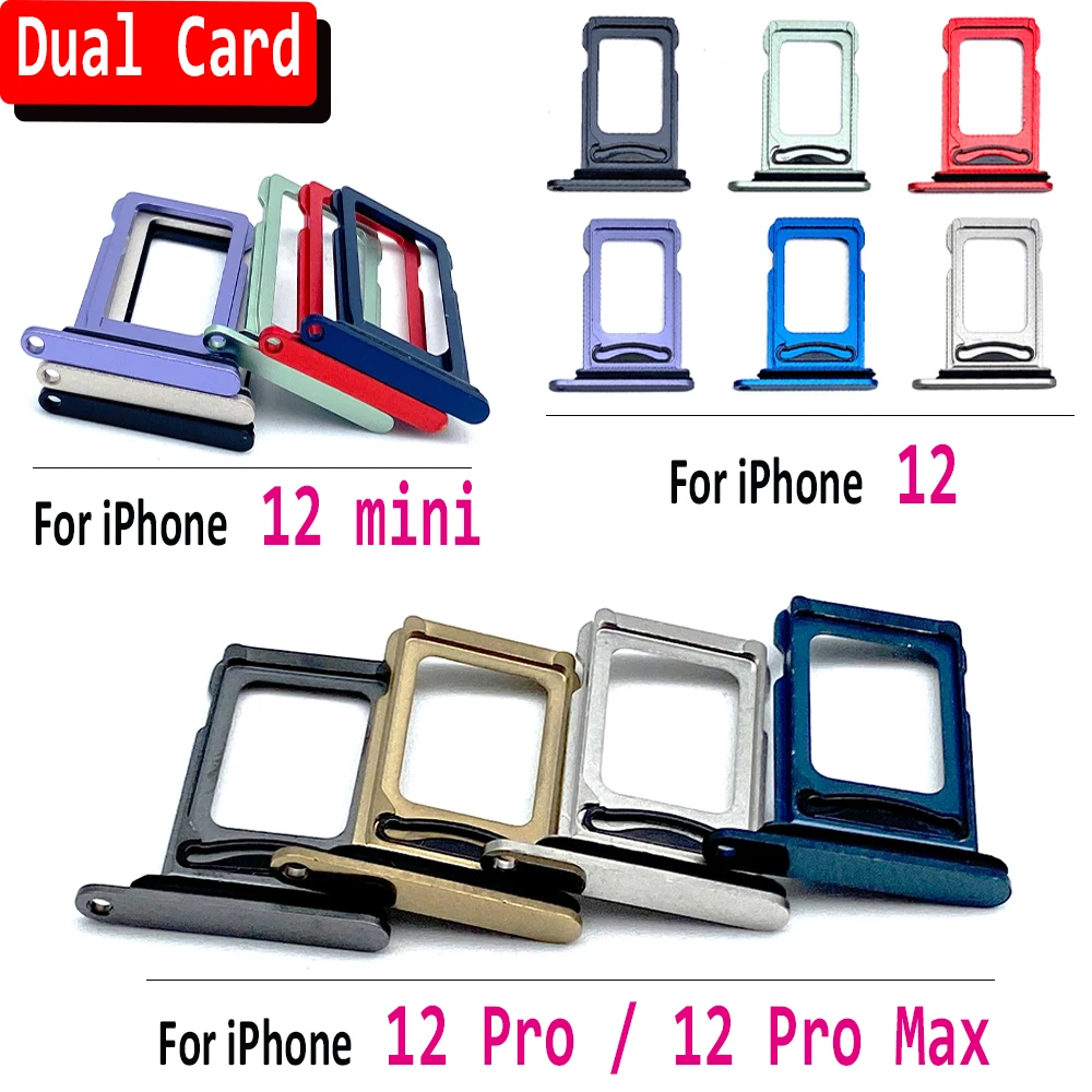 NEW Dual Card For iPhone 12 Pro Max 12 mini SIM Card chip slot drawer Card Tray Holder Adapter With Pin For 12 Pro