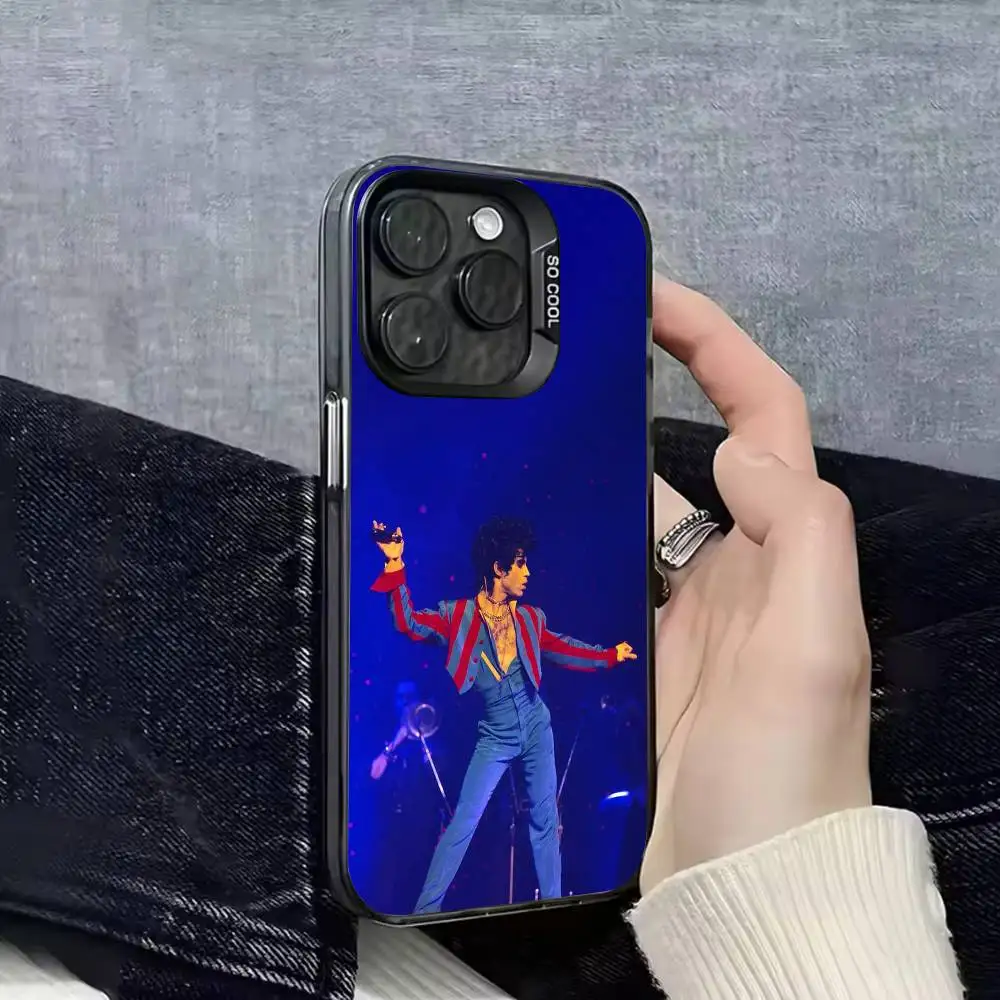 حافظة هاتف P-Prince Rogers Nelson Purple Rain لهاتف iPhone 17,16,15,14,13,12,11,Pro,Max,Plus,E,SE4,Air,Mini Black IMD
