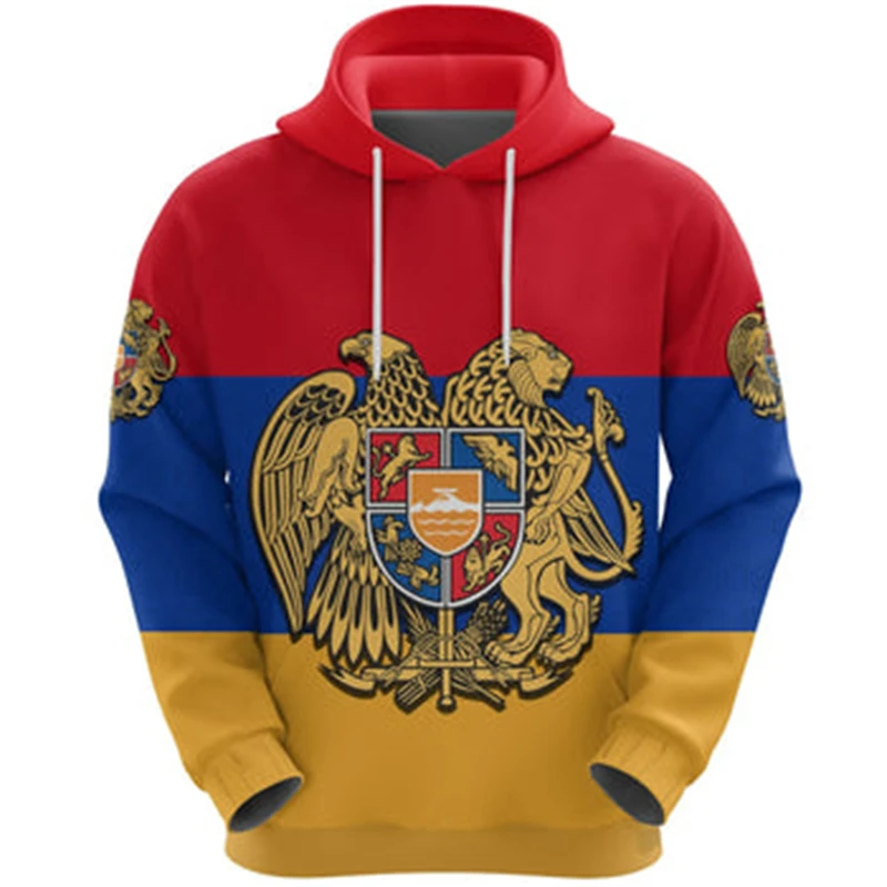 Armenia Flag 3D Hoodie Men\'s National Emblem Sweatshirt Fashion Retro Hoodie Unisex Casual Flag Hoodie Male Pullover Sweatshirt