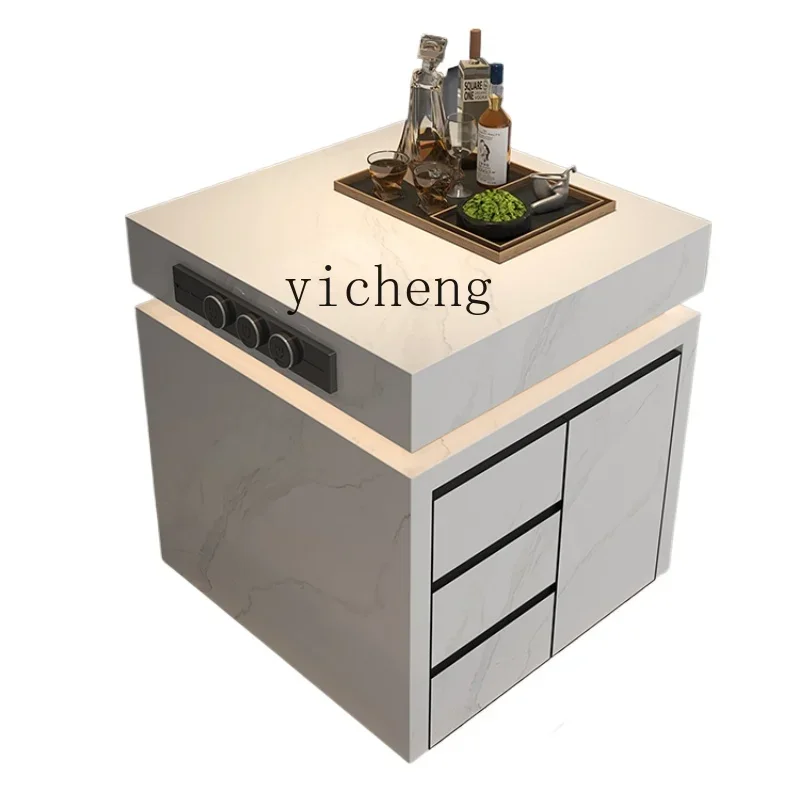 

Zf island cabinet kitchen super rock slab guide table with sink multi-functional dining table toppling cabinet