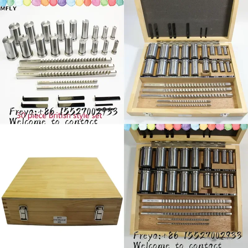30pcs Keyway Broach Set Inch Sized 5pcs Broaches 1/2''-1-1/2'' 18pcs Bushings and 7pcs Shims HSS Keyway Tool for CNC Machine